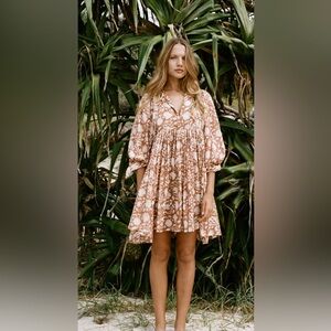 Daughters of India Kyra Brown Floral Mini Dress